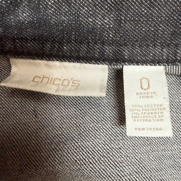 Chico's sequined charcoal gray denim fitted jacket. Size 0. - Picture 7 of 8